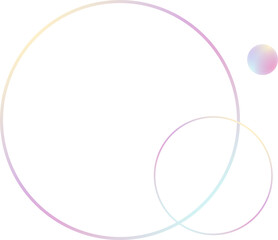 Poster - Overlapping pastel gradient rings floating with small circle in flat design transparent background