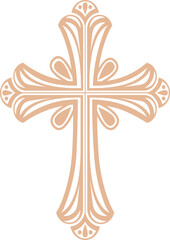 Poster - Stylized cross is showing flared arms and teardrop motifs in flat design, transparent background