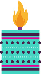 Poster - Displaying flat turquoise lighter with purple bands and orange flame on transparent background