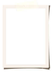 Poster - Flat white rectangular frame is hanging with yellow tape on transparent background, copy space