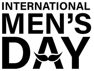 Aufkleber - Flat design typography is showing INTERNATIONAL MEN'S DAY with moustache on transparent background