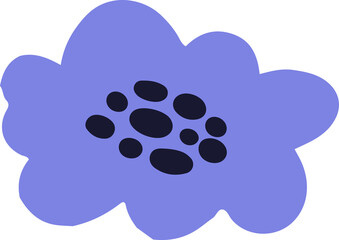 Poster - Abstract periwinkle blob is showing soft contours carrying navy oval spots, transparent background