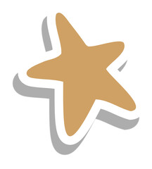 Poster - Showing flat design beige five-pointed star with white border black shadow on transparent backdrop