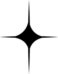 Poster - Stylized sparkle icon is floating on transparent field in flat icon style showing elongated shape