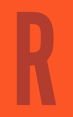 Poster - Stylized uppercase R is showing in muted red over orange panel, flat design on transparent canvas