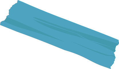 Poster - Flat design blue torn tape strip is floating on transparent background, showing wrinkled texture