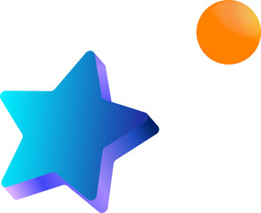 Poster - Stylized 3D star and orange gradient circle are floating over transparent backdrop adding contrast
