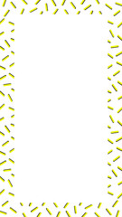 Poster - Flat design yellow dash border is forming sprinkles pattern on transparent background, copy space