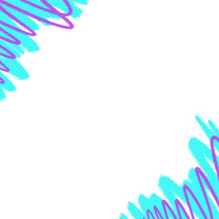 Poster - Flat abstract pattern is framing transparent background with cyan brush strokes and magenta loops
