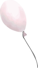 Poster - Pastel pink balloon is floating on transparent background in flat design with tied thin grey string