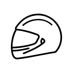 Poster - Simple line drawing of a motorcycle rider safety gear item, a helmet with visor, in black and white