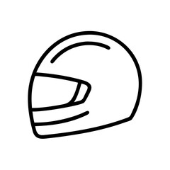 Poster - Simple line drawing of a racing headgear with visor and curved design for protection on the track