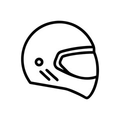 Poster - Outline drawing of a protective headgear with a visor and side detail, safety equipment for riders or drivers