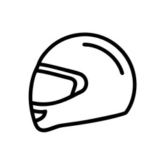 Poster - Outline drawing of a protective headgear with a visor, designed for high speed activities, safety gear