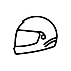 Poster - Outline drawing of a racing helmet with visor and stripes on the side offering protection gear