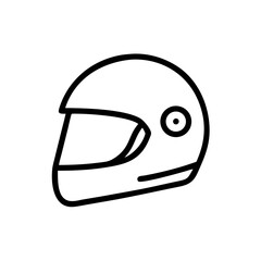 Poster - A simple graphic showing a protective headgear with a visor and a round detail on the side view is here
