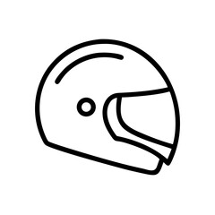Poster - Outline drawing of a protective headgear with visor and simple design on a white background view from side