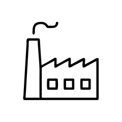Poster - Outline graphic showing a factory with a chimney and smoke coming out on a white background image