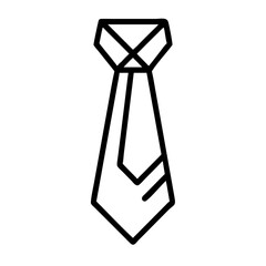 Poster - Outline drawing of a necktie with a modern design and geometric shapes on a plain white background