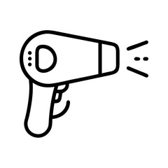 Poster - A simple graphic of a blow dryer with a handle and air coming out, in a minimalist line drawing style