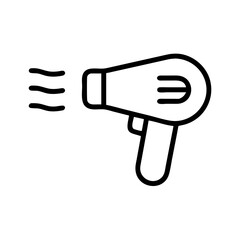 Poster - Stylized outline drawing of a hair appliance with hot air blowing on a plain white background image