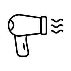 Poster - Stylized drawing of a hair dryer with heat waves coming from the nozzle on a white background design