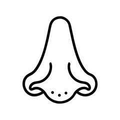 Poster - Simple outline drawing of a nose with nostrils and three dots below the nose line shape design