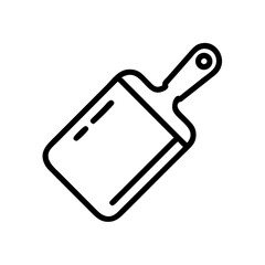Poster - Outline graphic of a cutting board with handle and hole for hanging on a white background design element