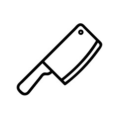 Poster - A simple graphic depiction of a meat cleaver with a black outline and a small hole near the top edge