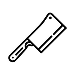 Poster - A bold outline of a meat cleaver with a rectangular blade and a handle with rounded edges is shown