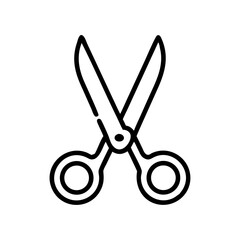Poster - A simple graphic of open cutting tool with black outline and round handles on a white background image