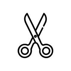 Poster - Open scissors with black outline and circular handles on a white background design element tool craft art 100