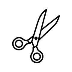 Poster - A simple graphic of cutting tool with open blades and circular handles on a white background design element