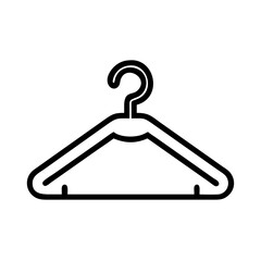 Poster - Simple outline drawing of a clothes hanger with a hook and a horizontal bar for garments hanging