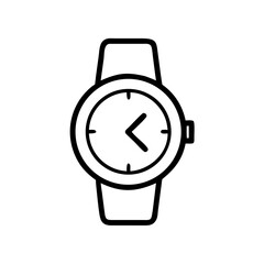 Poster - A simple graphic of a wristwatch with a round face and a band shown in black lines on white background
