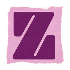 Aufkleber - Dark purple Z shape is appearing in flat design with torn-paper pink square, transparent background