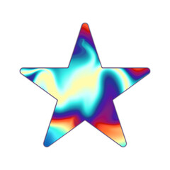 Poster - Stylized five-pointed star is displaying swirling gradient in flat design, transparent background