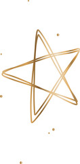 Poster - Abstract golden star is appearing in flat design, surrounded by gold dots on transparent background