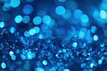 Poster - Vibrant blue spark lights create a mesmerizing defocused background with a brilliant glow, Square closeup of vibrant blue spark lights, defocused to produce a calming, dreamy feel