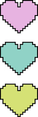 Poster - Three pastel pixel-art hearts are stacking vertically on transparent background, adding retro style