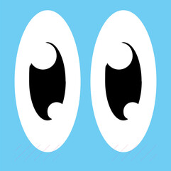 Poster - Pair of cartoon eyes is floating on transparent background in flat vector design style