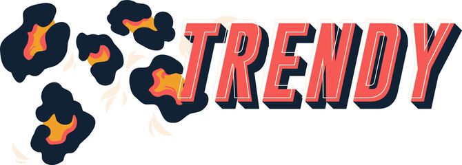 Poster - Bold coral TRENDY text and floral graphics are being shown on transparent canvas with navy blossoms