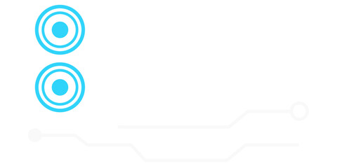 Poster - Showing flat abstract tech nodes with turquoise rings and white lines on transparent background