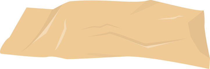Poster - Wrinkled beige sheet is showing folds and creases in flat design, transparent background