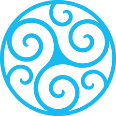 Poster - Swirl emblem is rotating in flat design with light blue spiral arms, transparent background