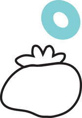 Poster - Flat design berry graphic floating on transparent background, showing leaf tuft and hovering ring