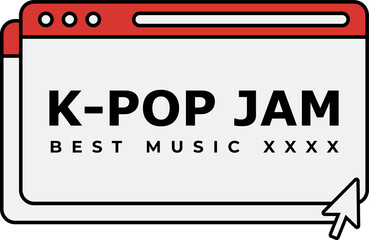 Poster - Displaying flat browser window with red bar, K-POP JAM text and cursor on transparent background