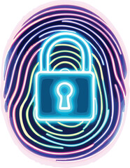 Poster - Digital security concept featuring a fingerprint and a secure lock representing protection.