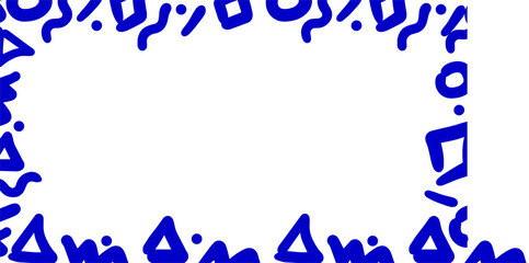 Poster - Blue geometric border is forming flat design frame on transparent background, copy space