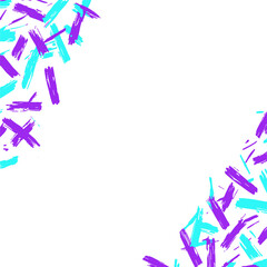 Poster - Showing flat design abstract cyan purple brush strokes on transparent background forming confetti